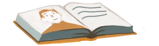 Open book with a photograph